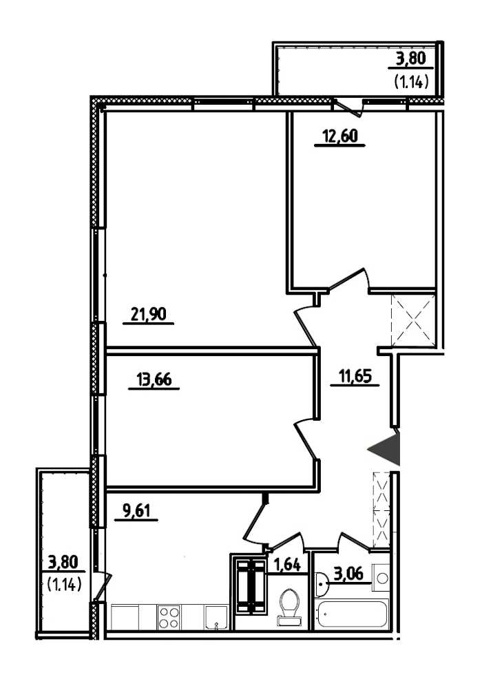 Трехкомнатная квартира в : площадь 76.4 м2 , этаж: 1 – купить в Санкт-Петербурге